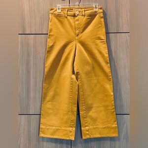 Loft by Ann Taylor Jeans Wide Leg High Rise Mustard Goldenrod Size 27/4